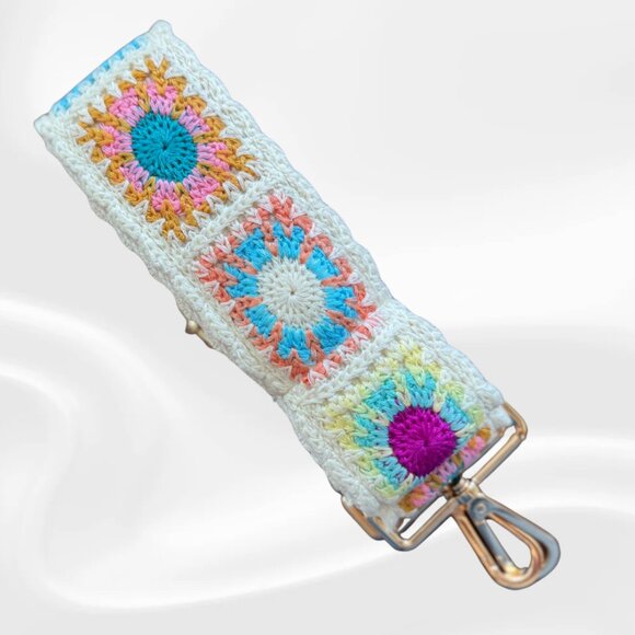 NEW Crochet Floral Bag Strap | Boho Multicolor Purse Strap NWT - Picture 2 of 7